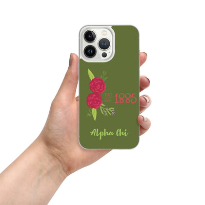 Alpha Chi Omega 1885 Founding Date Olive Green iPhone Case