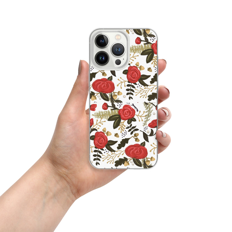 Alpha Gamma Delta Red Rose Floral Print White iPhone 13 Pro Case