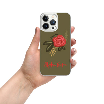Alpha Gamma Delta Red Rose iPhone 13 Pro Case, Green