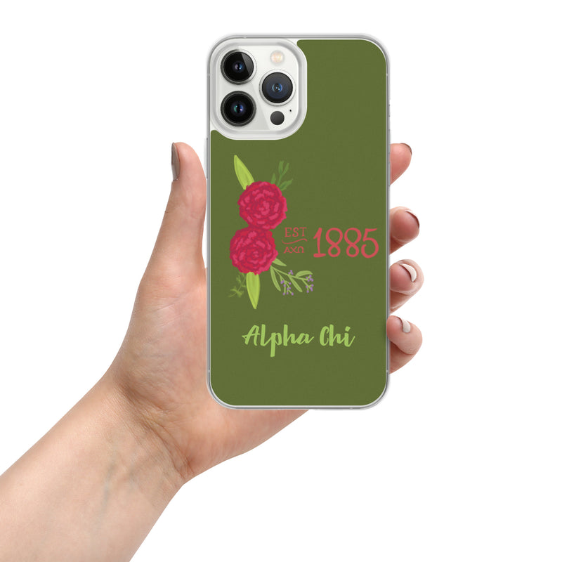 Alpha Chi Omega 1885 Founding Date Olive Green iPhone 13 Pro Max Case