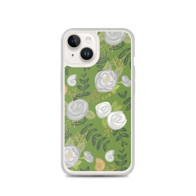 Kappa Delta Green Rose Floral Print iPhone 14 Case