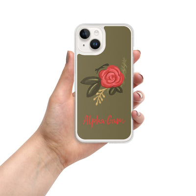 Alpha Gamma Delta Red Rose iPhone 14 Case, Green