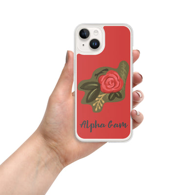 Alpha Gamma Delta Red Rose iPhone 14 Case