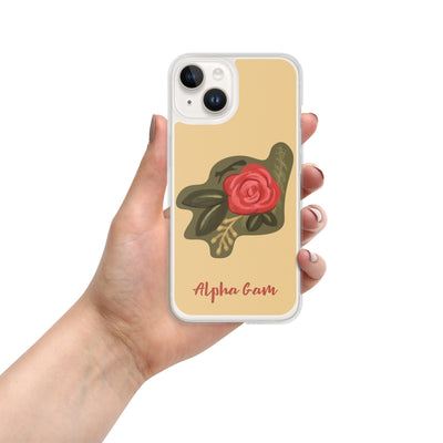 Alpha Gamma Delta Red Rose iPhone 14 Case in Gold