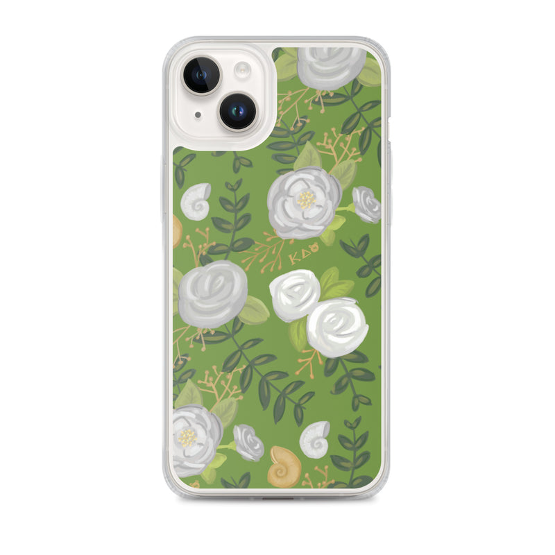 Kappa Delta Green Rose Floral Print iPhone 14 Plus Case