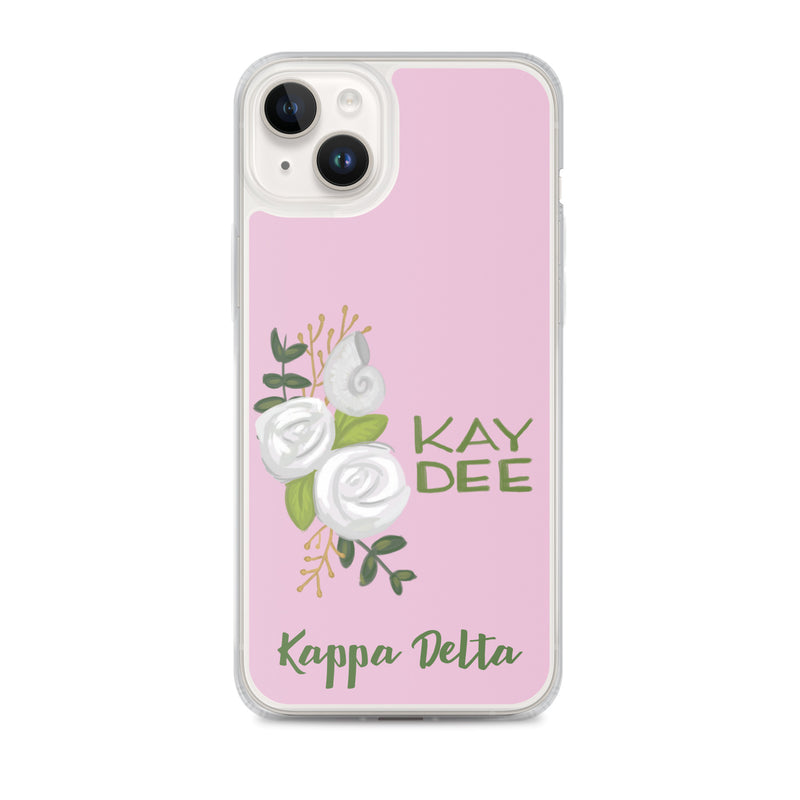 Kappa Delta Kay Dee White Rose Pink iPhone 14 Plus Case