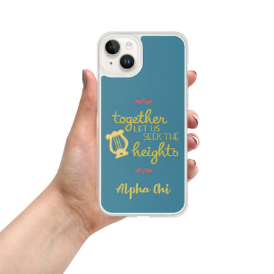 Alpha Chi Omega Motto Teal iPhone 14 Plus Case