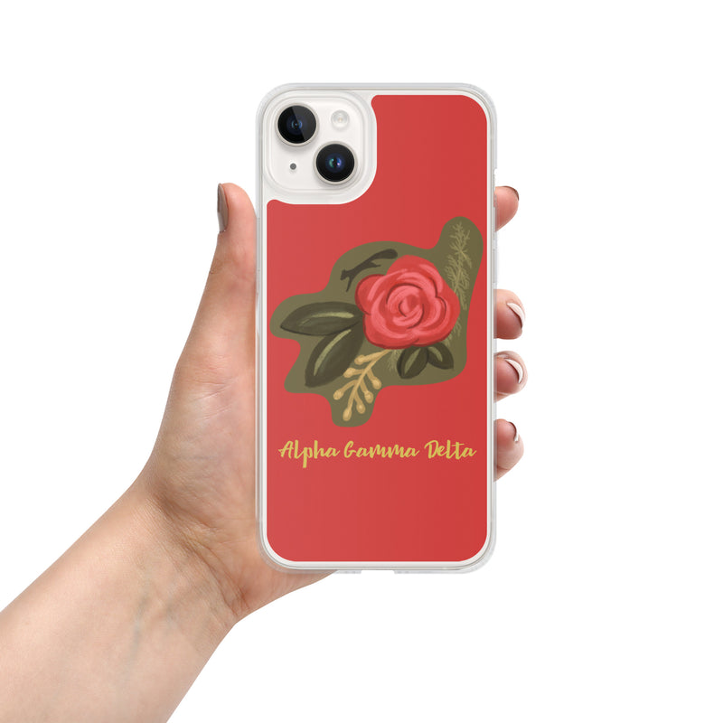 Alpha Gamma Delta Red Rose iPhone 14 Plus Case