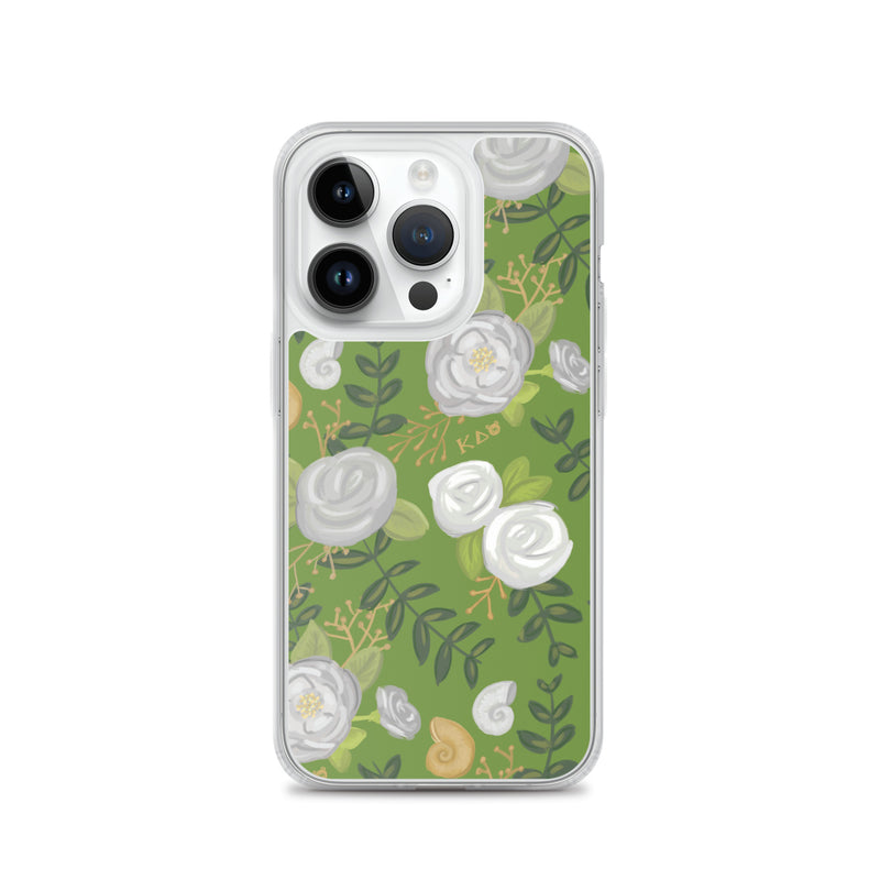 Kappa Delta Green Rose Floral Print iPhone 14 Pro Case
