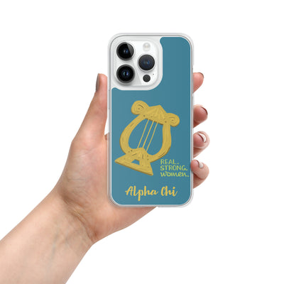 Alpha Chi Omega Lyre Real. Strong. Women Teal iPhone 14 Pro Case