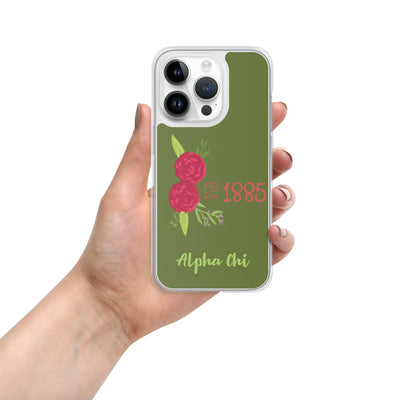 Alpha Chi Omega 1885 Founding Date Olive Green iPhone Case