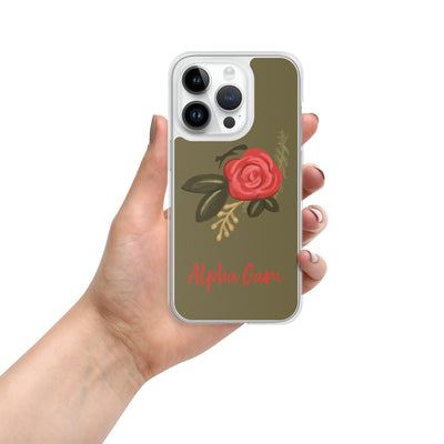 Alpha Gamma Delta Red Rose iPhone 14 Pro Case, Green