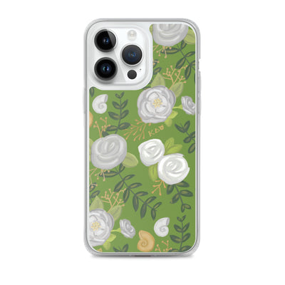 Kappa Delta Green Rose Floral Print iPhone 14 Pro <ax Case