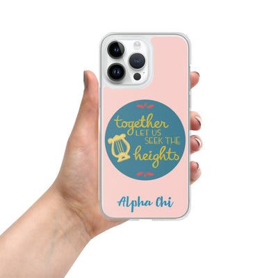 Alpha Chi Omega Together Let Us Seek The Heights Pink iPhone 14 Pro Max Case