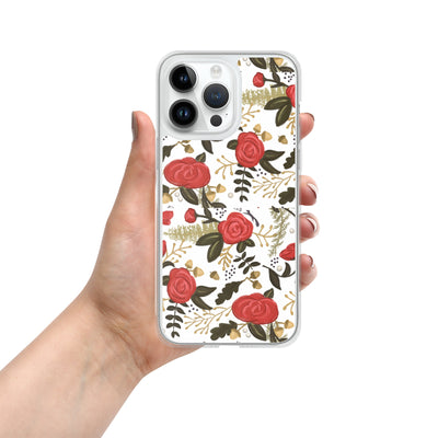 Alpha Gamma Delta Red Rose Floral Print White iPhone 14 Pro Max Case