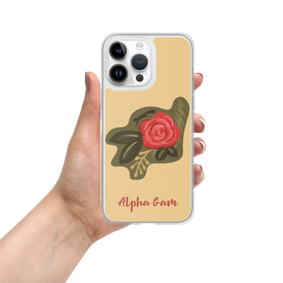 Alpha Gamma Delta Red Rose iPhone 14 Pro Max Case in Gold