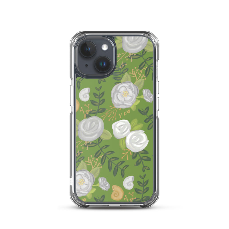 Kappa Delta Green Rose Floral Print iPhone 15 Case