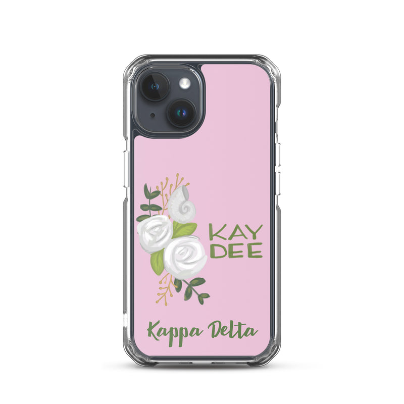 Kappa Delta Kay Dee White Rose Pink iPhone 15 Case