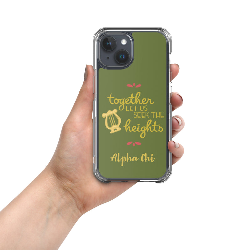 AXO Together Let Us Seek the Heights Motto Olive iPhone 15 Case