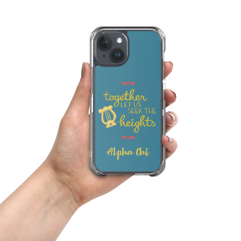 Alpha Chi Omega Motto Teal iPhone 15 Case
