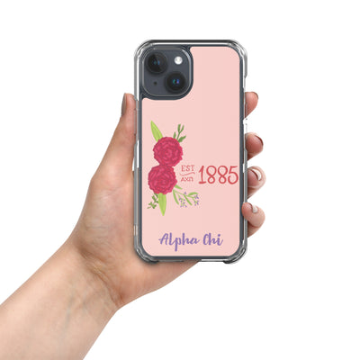 Alpha Chi Omega 1885 Founding Year Pink iPhone 15 Case