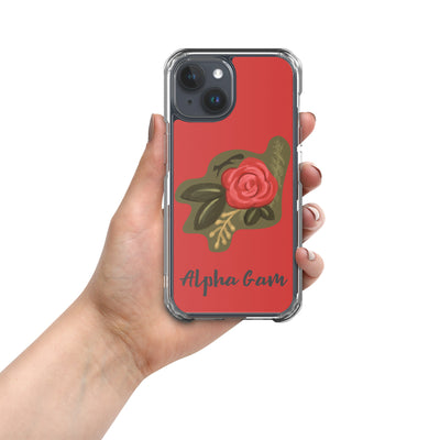 Alpha Gamma Delta Red Rose iPhone 15 Case