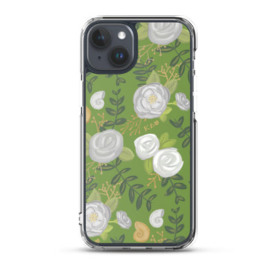 Kappa Delta Green Rose Floral Print iPhone 15 Plus Case