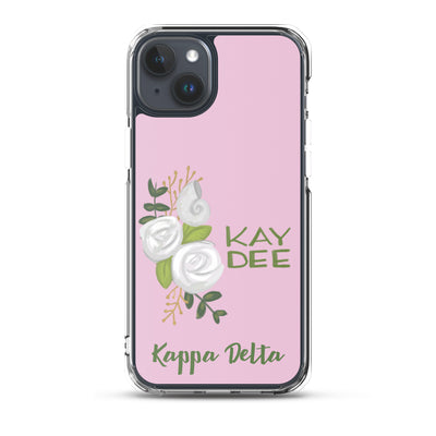 Kappa Delta Kay Dee White Rose Pink iPhone 15 Plus Case