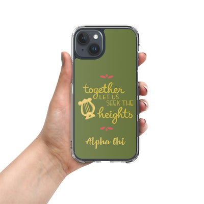 AXO Together Let Us Seek the Heights Motto Olive iPhone 15 Plus Case