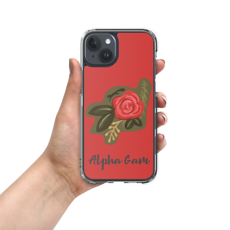 Alpha Gamma Delta Red Rose iPhone 15 Case