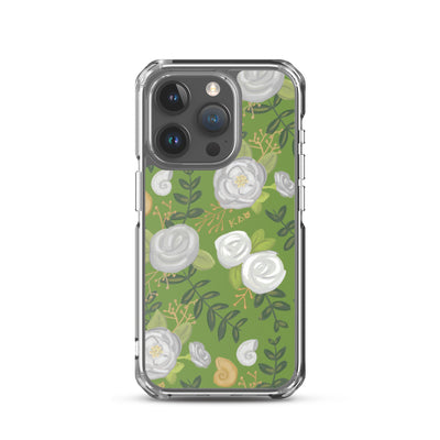 Kappa Delta Green Rose Floral Print iPhone 15 Pro Case