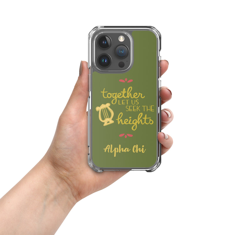 AXO Together Let Us Seek the Heights Motto Olive iPhone 15 Pro Case