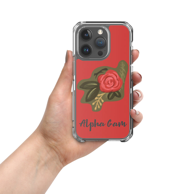 Alpha Gamma Delta Red Rose iPhone 15 Pro Case