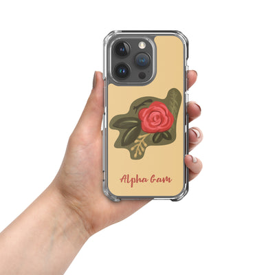 Alpha Gamma Delta Red Rose iPhone 15 Pro Case in Gold