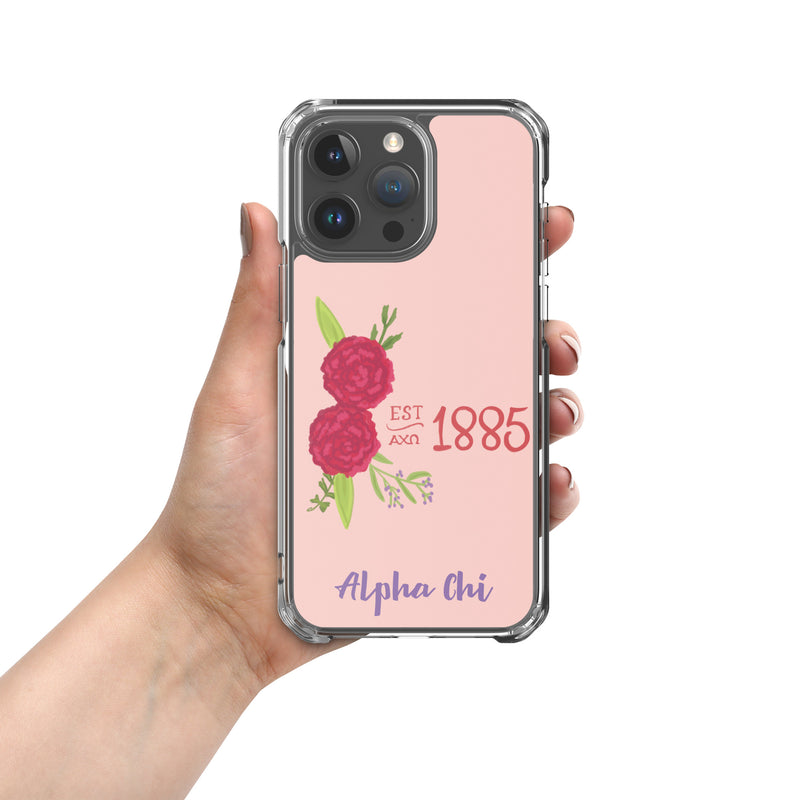 Alpha Chi Omega 1885 Founding Year Pink iPhone 15 Pro Max Case