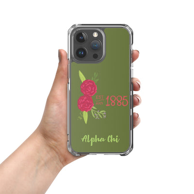 Alpha Chi Omega 1885 Founding Date Olive Green iPhone Case