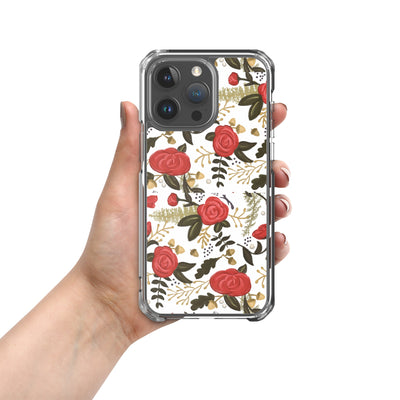 Alpha Gamma Delta Red Rose Floral Print White iPhone 15 Pro Max Case