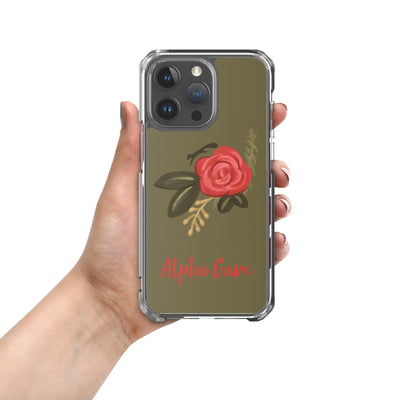 Alpha Gamma Delta Red Rose iPhone 15 Pro Max Case, Green