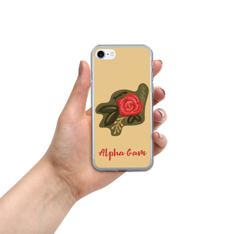 Alpha Gamma Delta Red Rose iPhone 7, 8 Case in Gold
