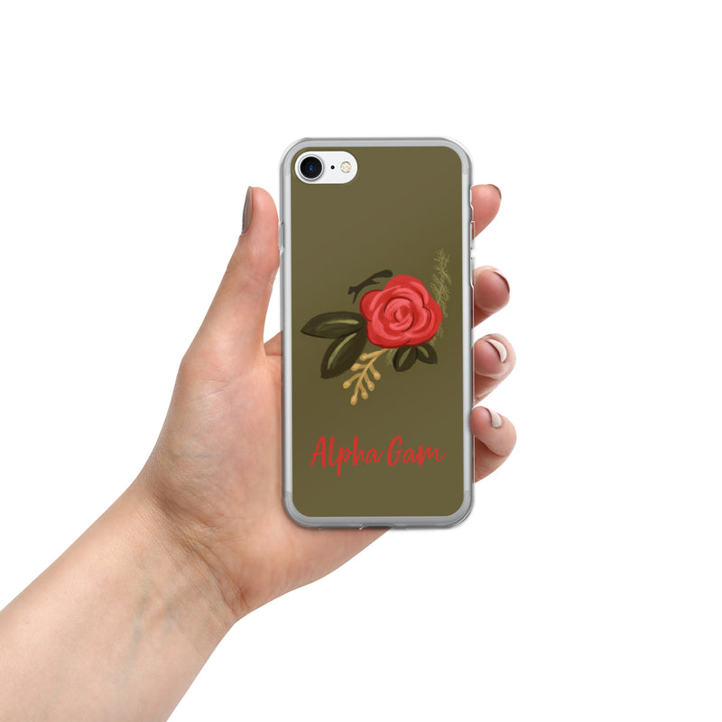 Alpha Gamma Delta Red Rose iPhone SE Case, Green