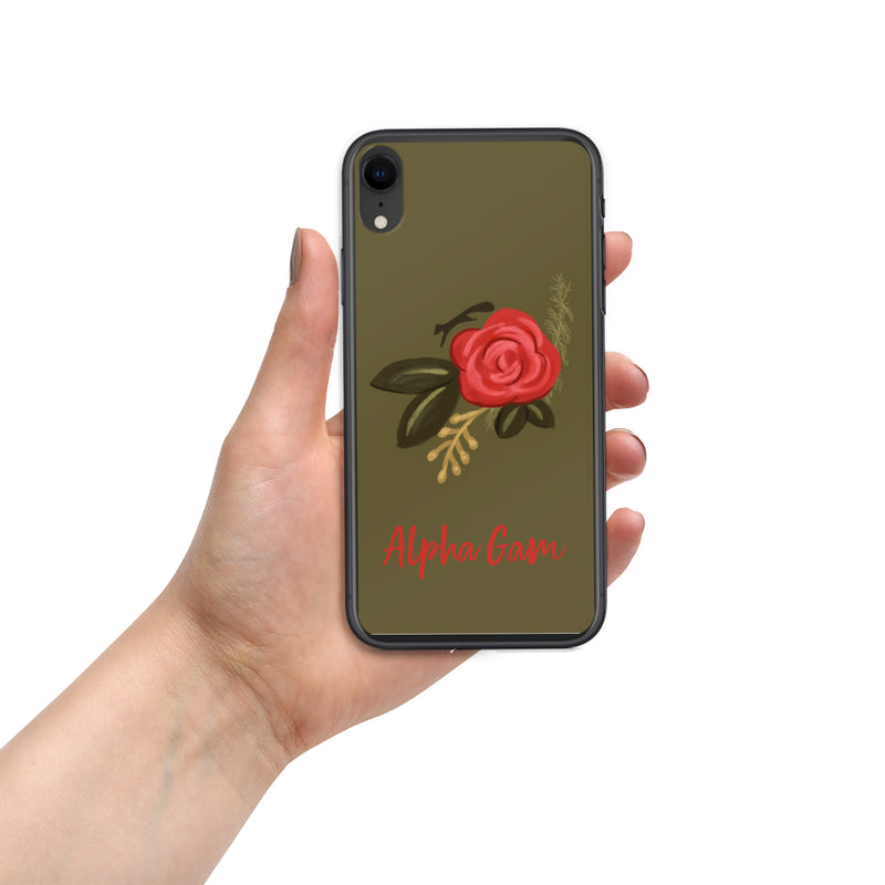 Alpha Gamma Delta Red Rose iPhone XR Case, Green