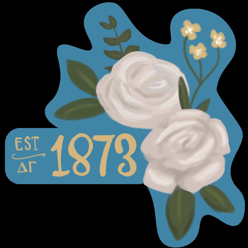 Delta Gamma Sorority Stickers Set with 1873 and letters design