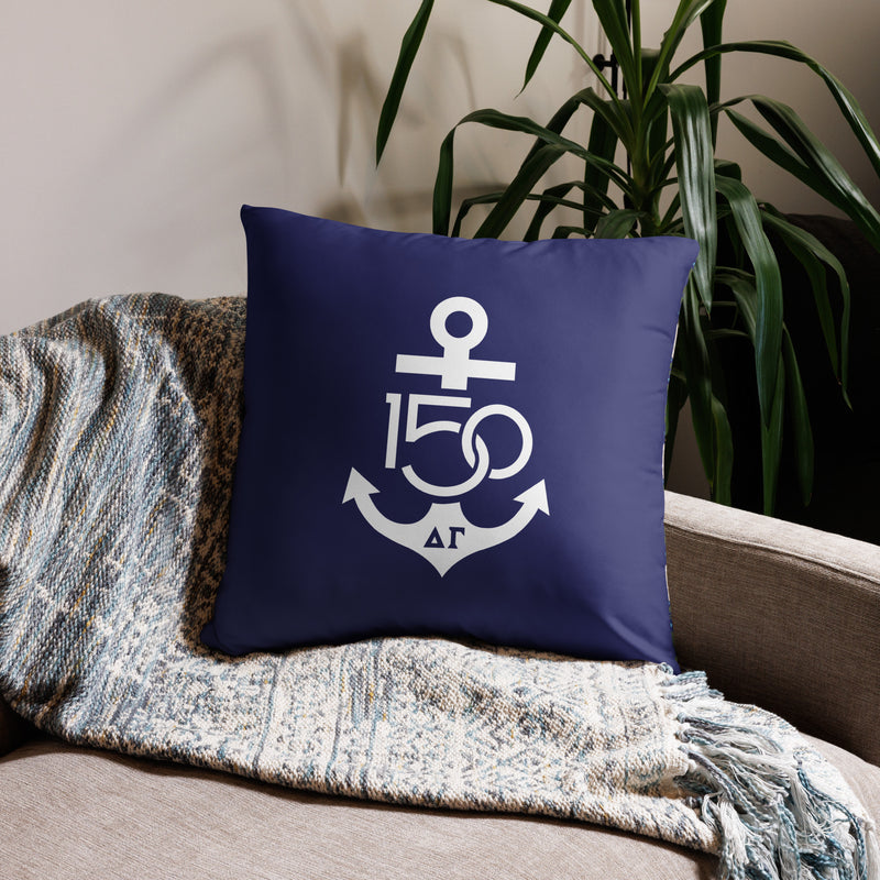 Delta Gamma Sorority Pillow in Navy blue with 150th Anniversary design