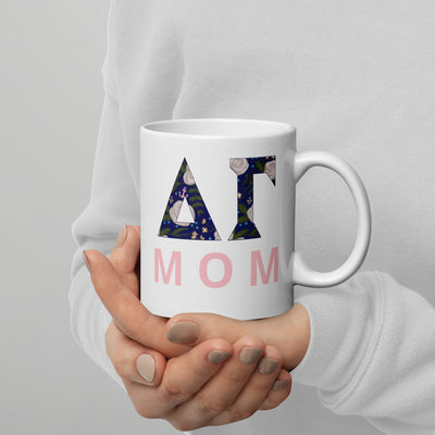 Delta Gamma Mom Mug in 11 oz size in model's hands