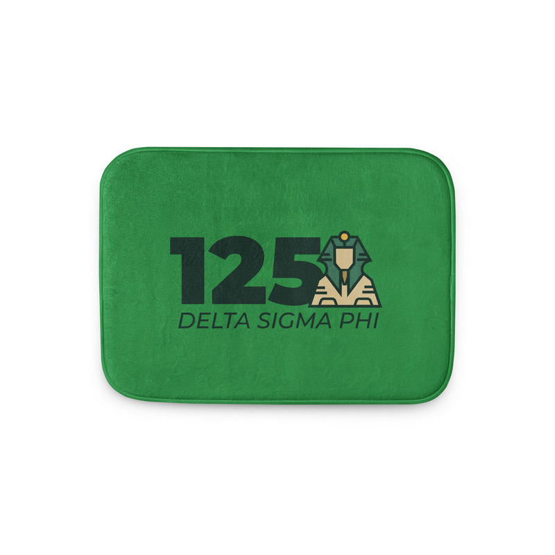 Delta Sigma Phi Bath Mat in green with Delta Sig Logo with Siggy