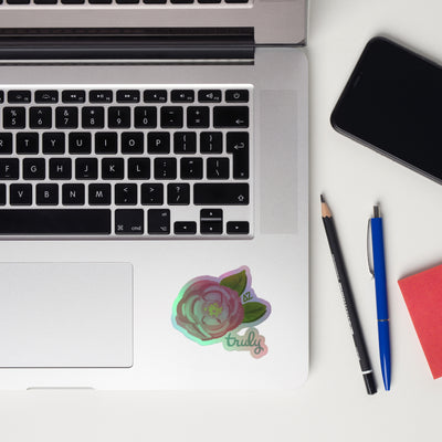 Delta Zeta "Truly" Sorority Sticker shown on computer keyboard