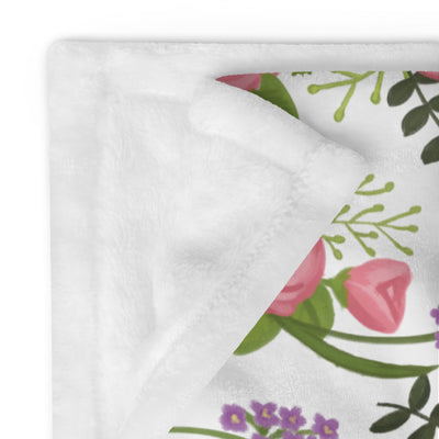 Delta Zeta Sorority Throw Blanket showing solid white reverse side