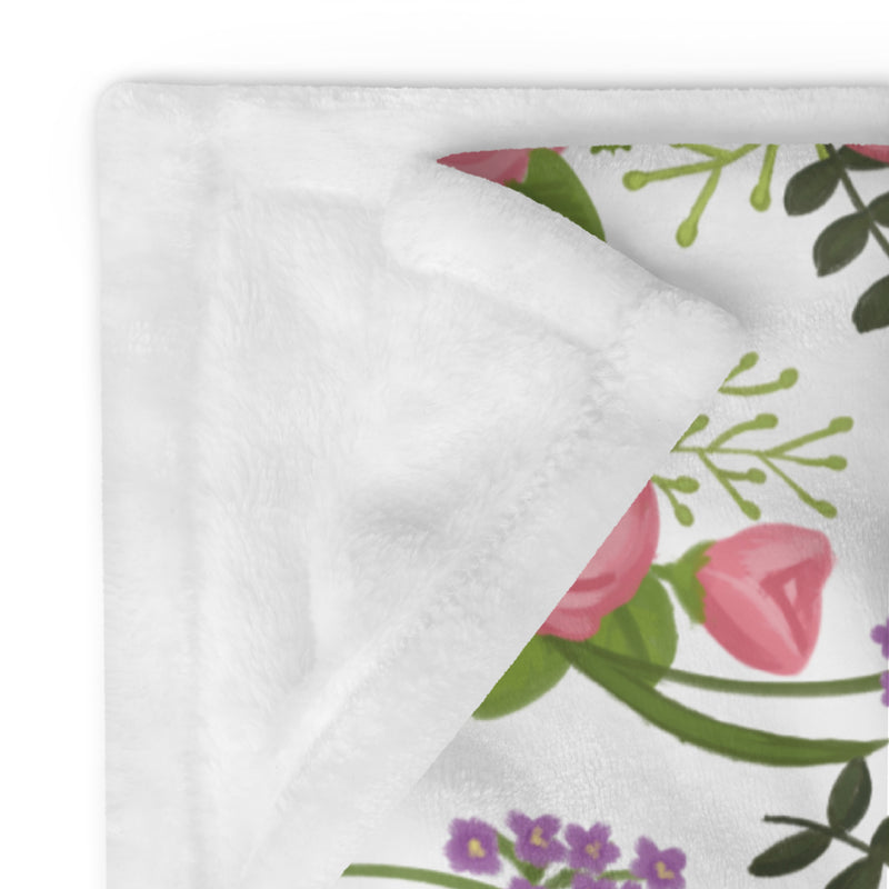 Delta Zeta Sorority Throw Blanket showing solid white reverse side