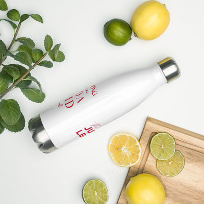 Junior League Double Design Stainless Steel Water Bottle shown with lemons and limes