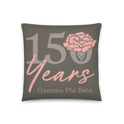 G Phi 150th Anniversary Brownstone Pillow showing front of pillow